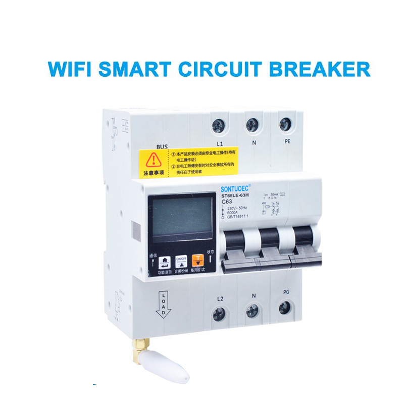 WiFi 4G TUYA ST65LE-63H-63H цуврал RCBO COURELLAL REALLED REALLED REALSELER CORRENTER