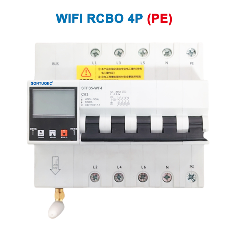 WiFi STFS5-63 цуврал олон функциональ ITOT FISTALL IT SORDER RCBO ухаалаг RCBO ухаалаг хэлхээний таслагч